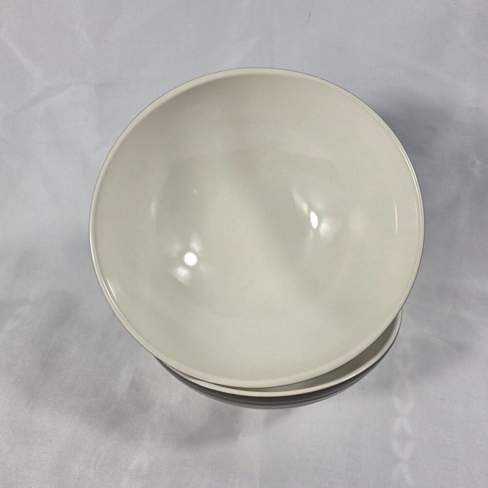TWO Mikasa Swirl Ombre Mocha Soup Cereal Bowls White with Mocha Border